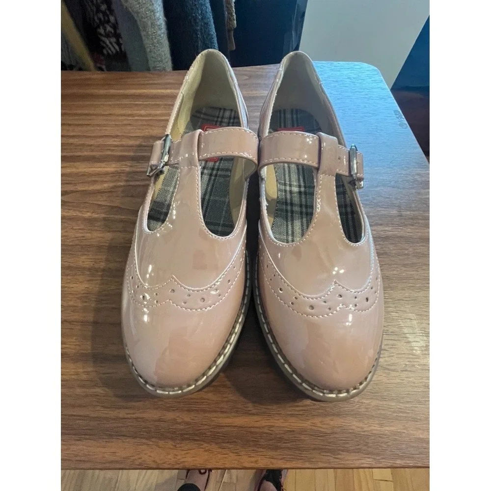 Patent Leather Mary Jane Platform Chunky Tatum Wing Tip Pink 8M Academia Grunge
